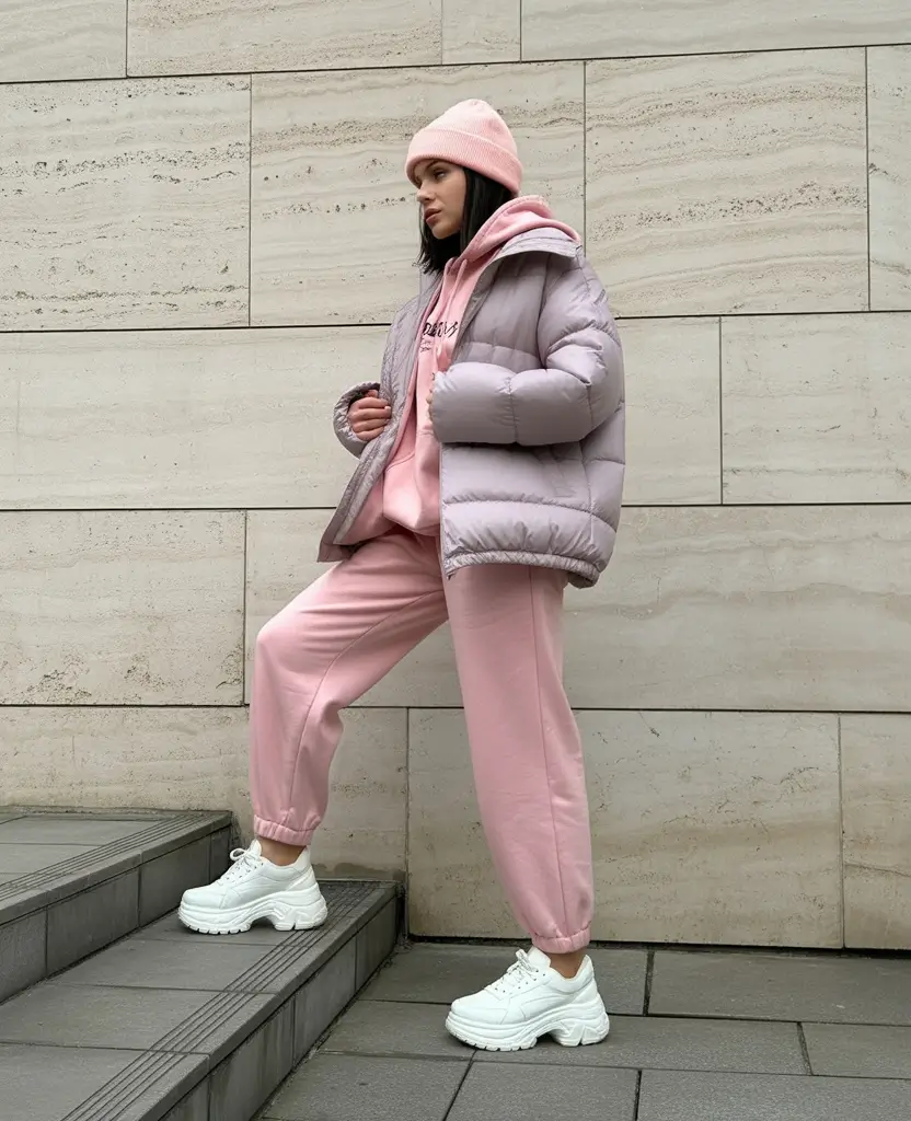 casual winter outfits 2025-2026 Blush Tones in Cloud Mode