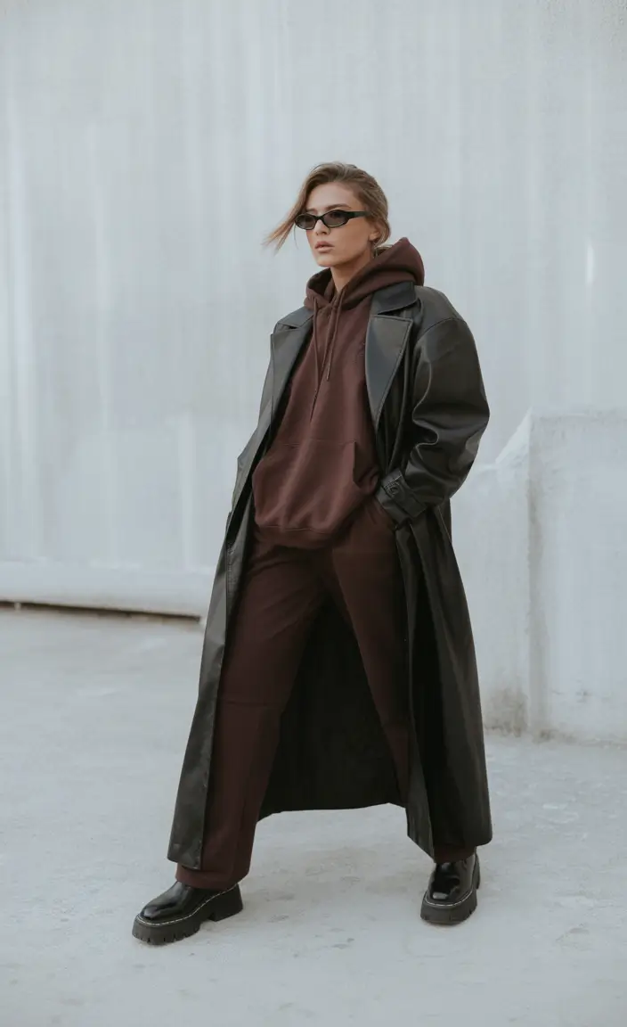 casual winter outfits 2025-2026 Matrix Noir Meets Loungewear