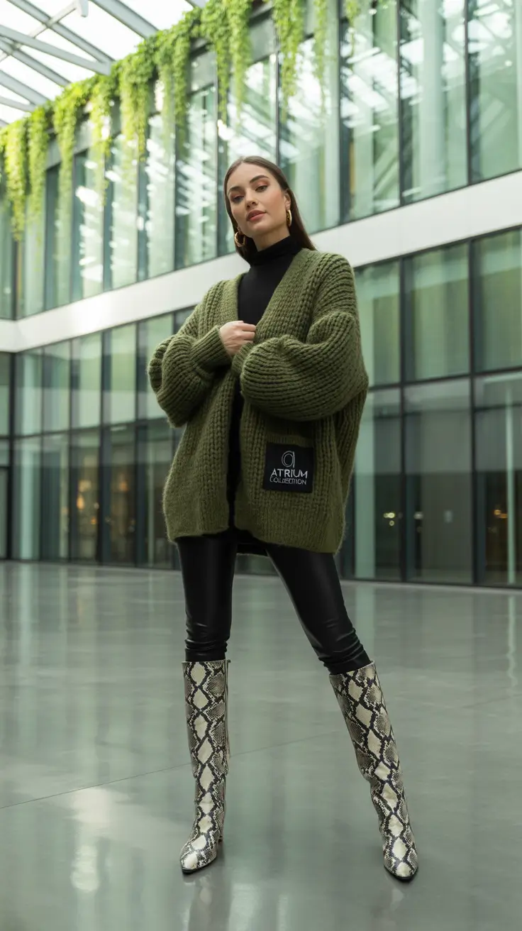 cute winter outfits 2025-2026 Snakeskin Swagger Meets Urban Chill