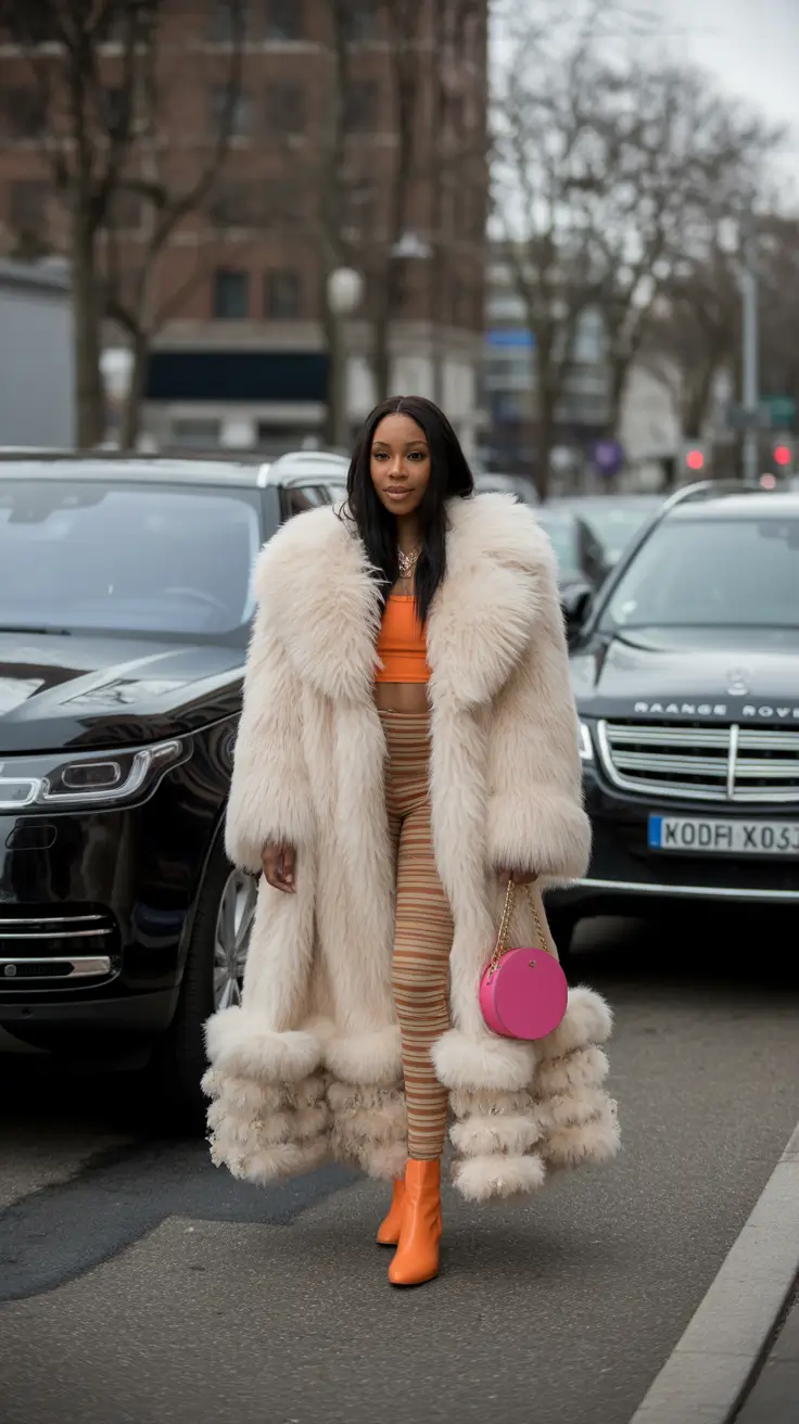 cute winter outfits 2025-2026 Maximal Glam with Vintage Vibes