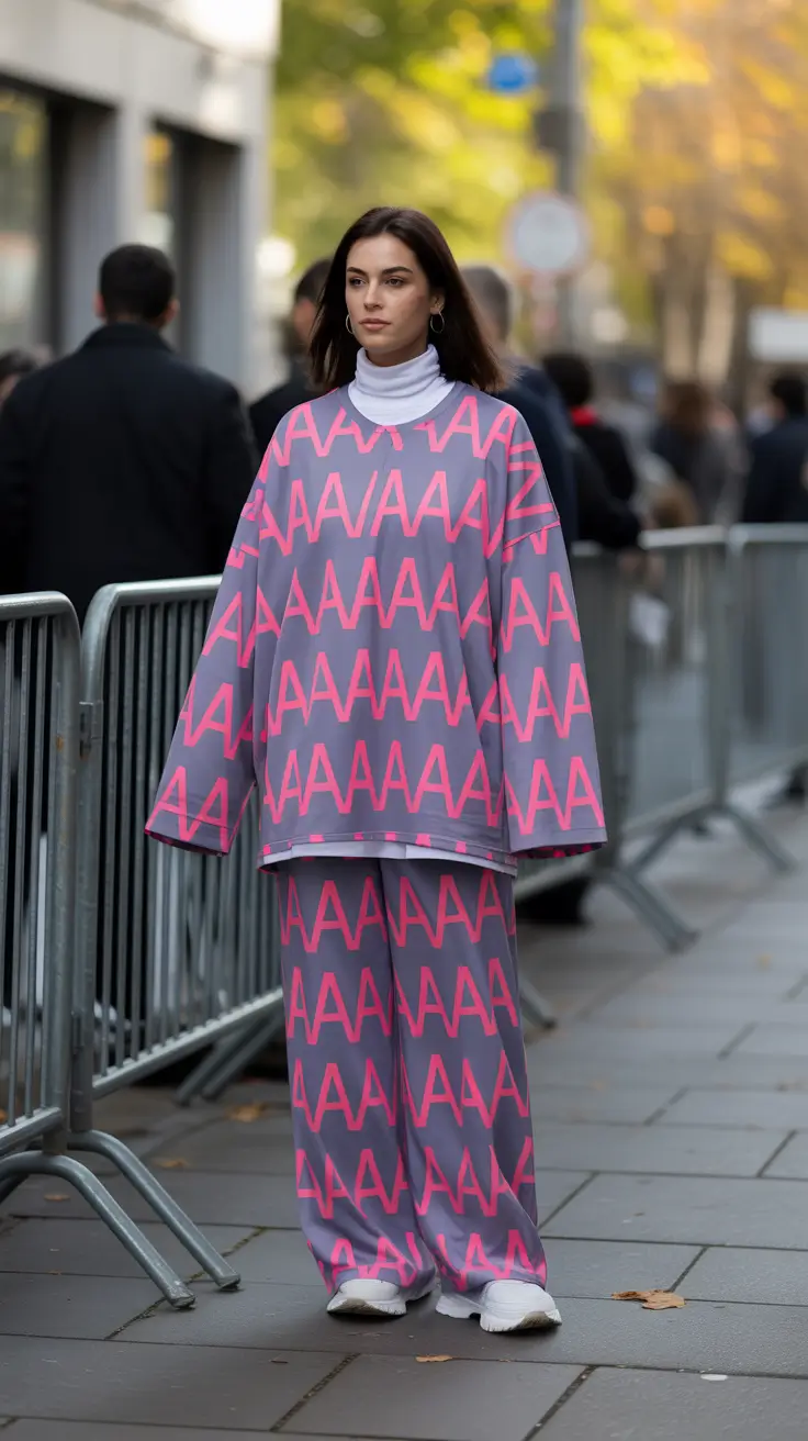 cute winter outfits 2025-2026 Oversized Playfulness in Statement Prints