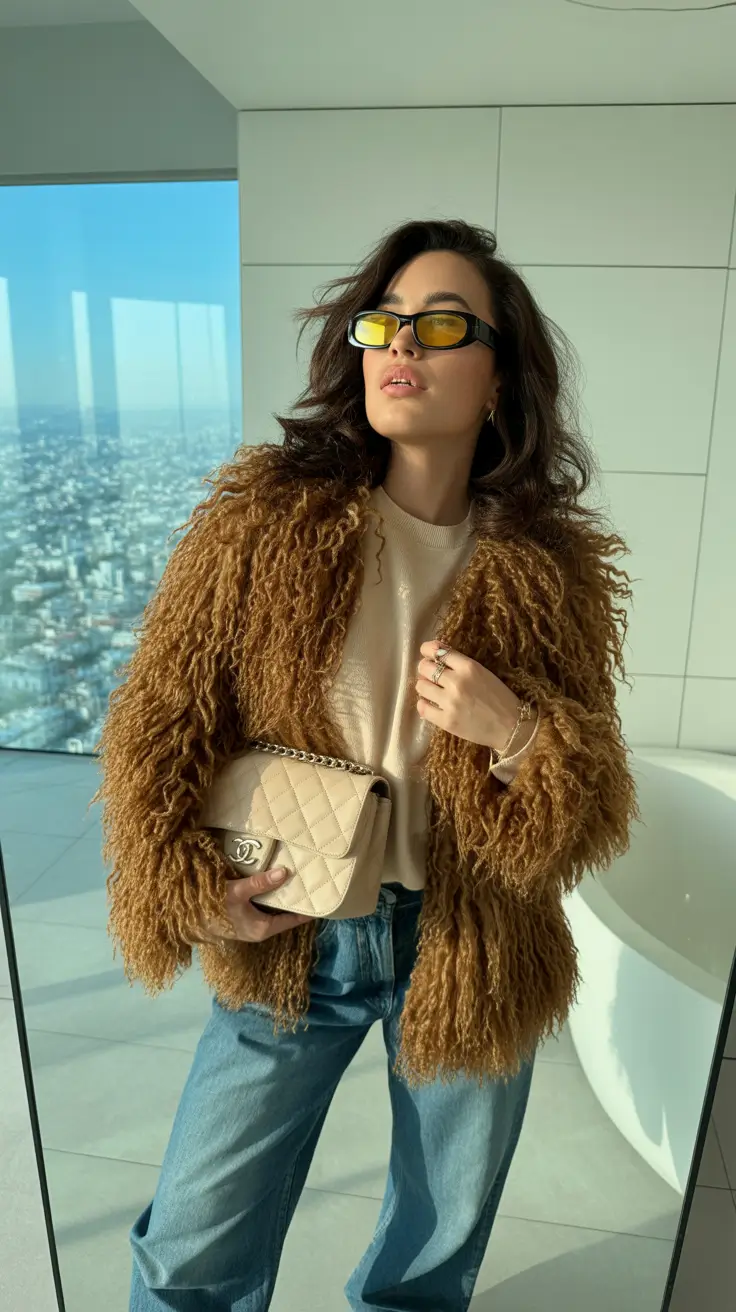cute winter outfits 2025-2026 Retro Neutrals with a Wild Texture Twist