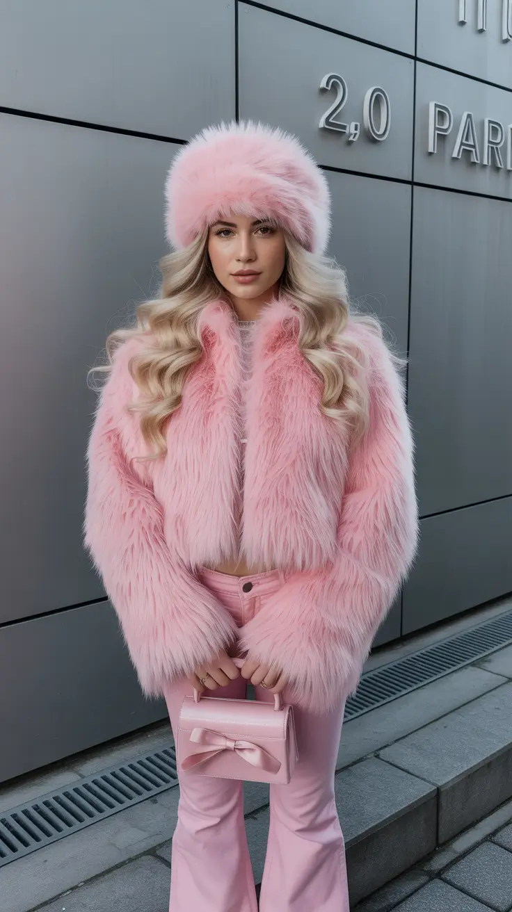cute winter outfits 2025-2026 Bubblegum Barbiecore Meets Russian Chic