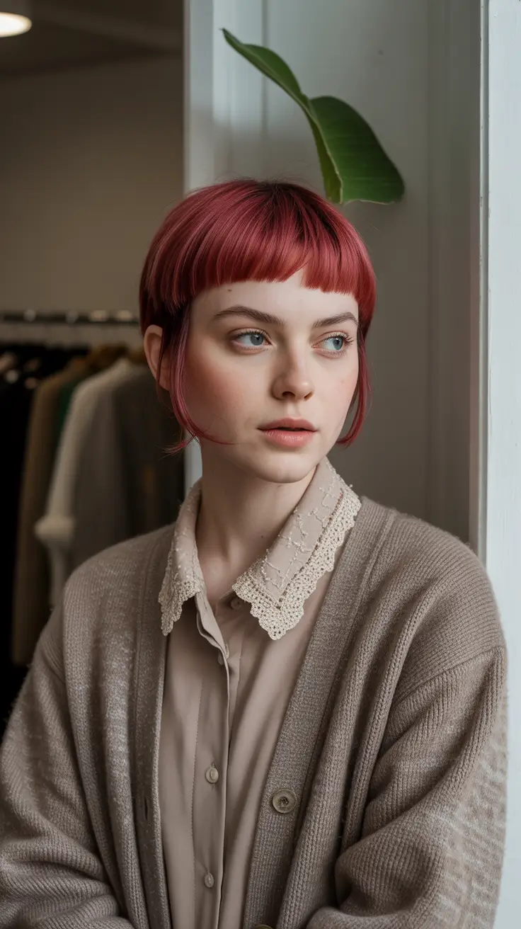 deep winter hair colors 2025-2026 Polished Bob in Rich Red