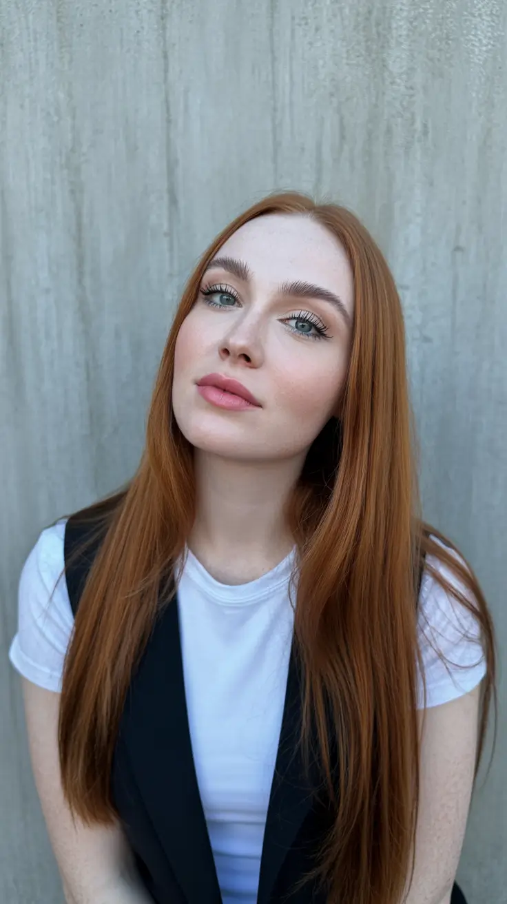 deep winter hair colors 2025-2026 Ginger Straight Elegance