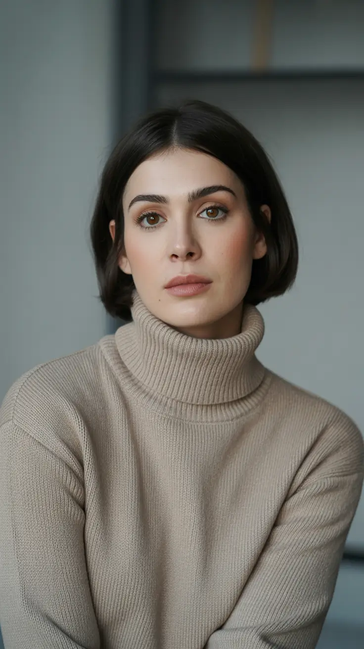 deep winter hair colors 2025-2026 Minimalist Brunette Bob