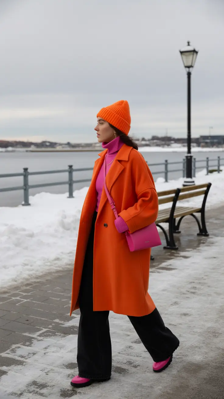 early winter outfits 2025 Frozen Lake Meets Firelight Warmth