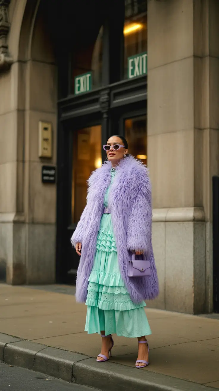 early winter outfits 2025 Cotton Candy Luxe in Motion