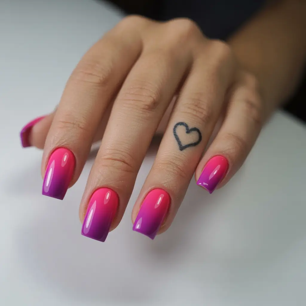 easy fall nails 2025 Pink to Purple Ombre Pop