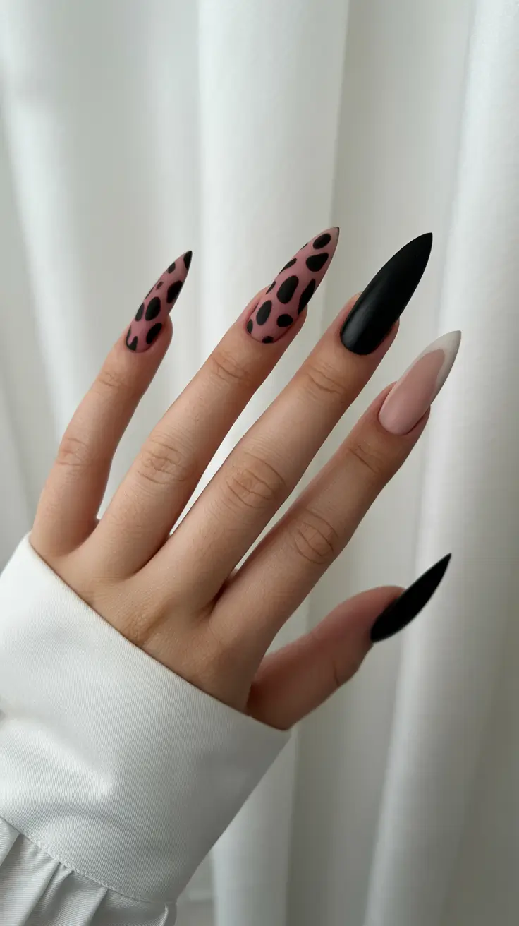 easy fall nails 2025 Modern Leopard with Matte Neutrals