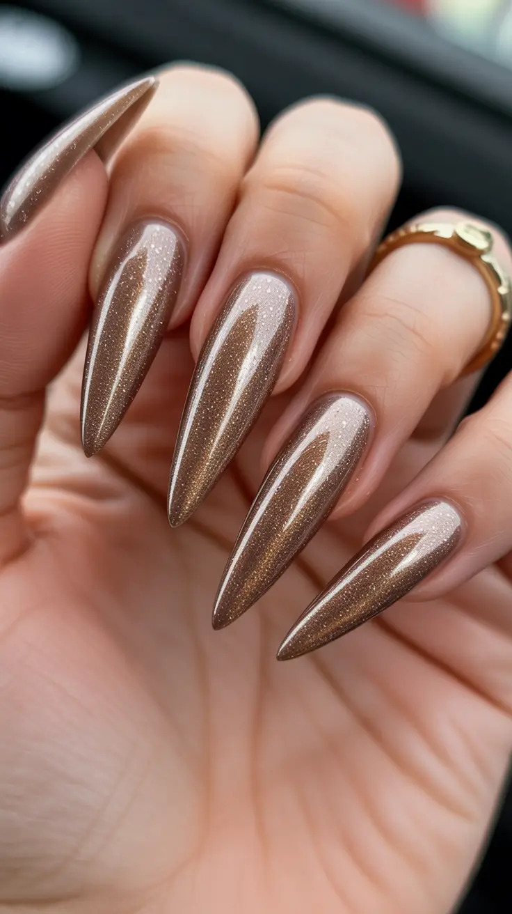 easy fall nails 2025 Glazed Mocha Shine