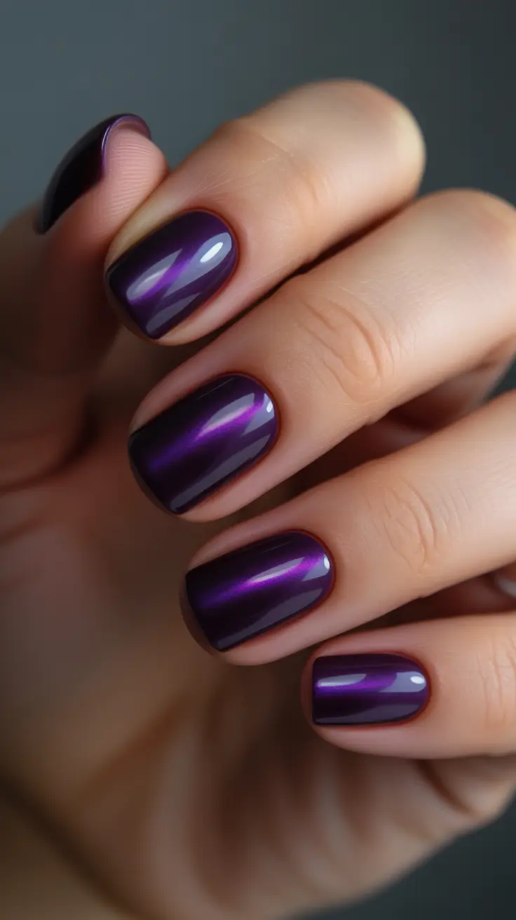 Fall Cat Eye Nails 2025 Magnetic Purple Elegance