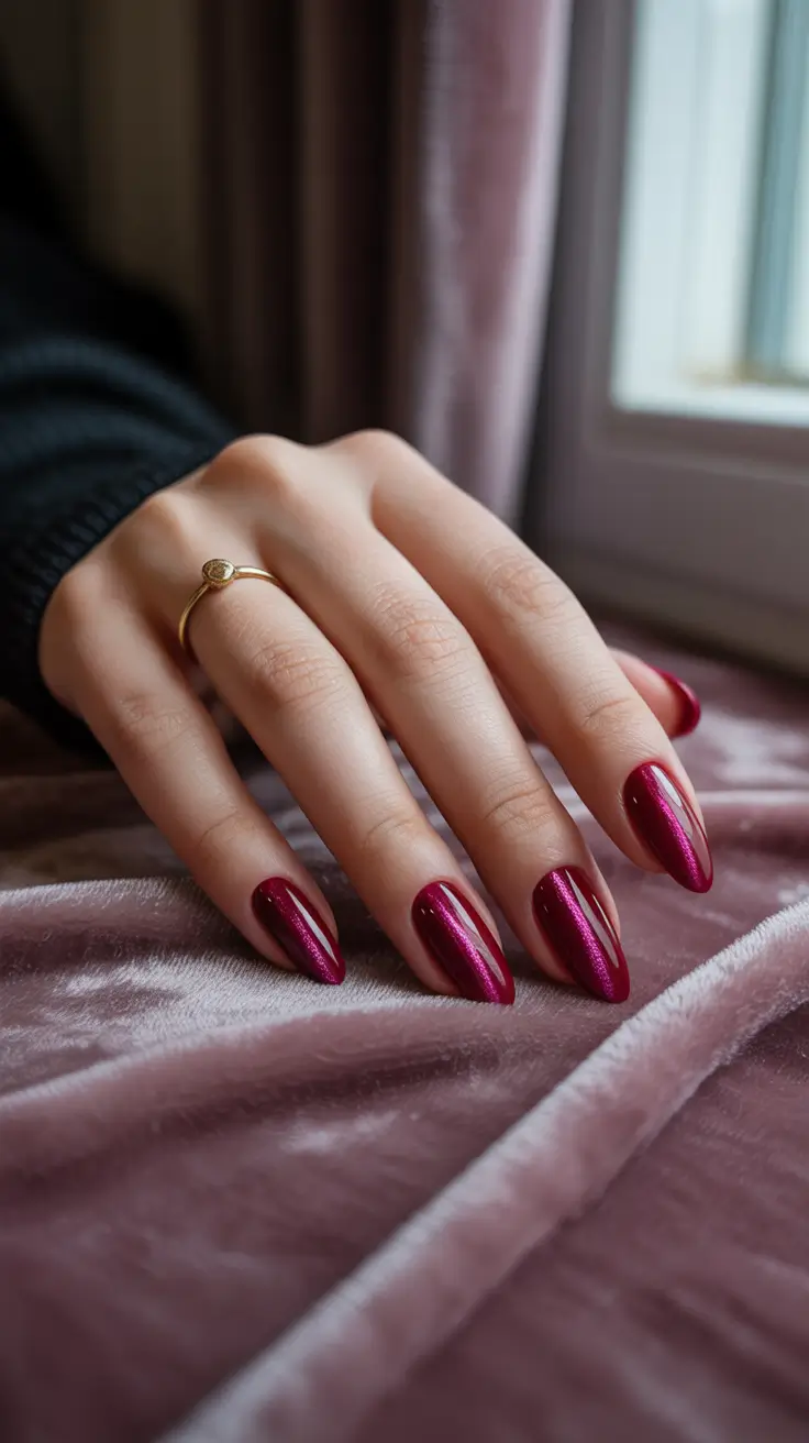 Fall Cat Eye Nails 2025 Classic Crimson Cat Eye