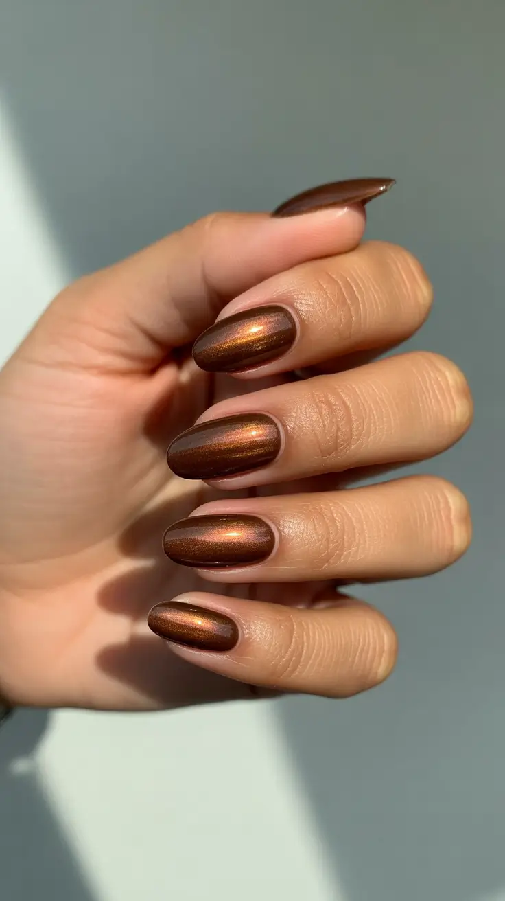 Fall Cat Eye Nails 2025 Copper Glow Almonds