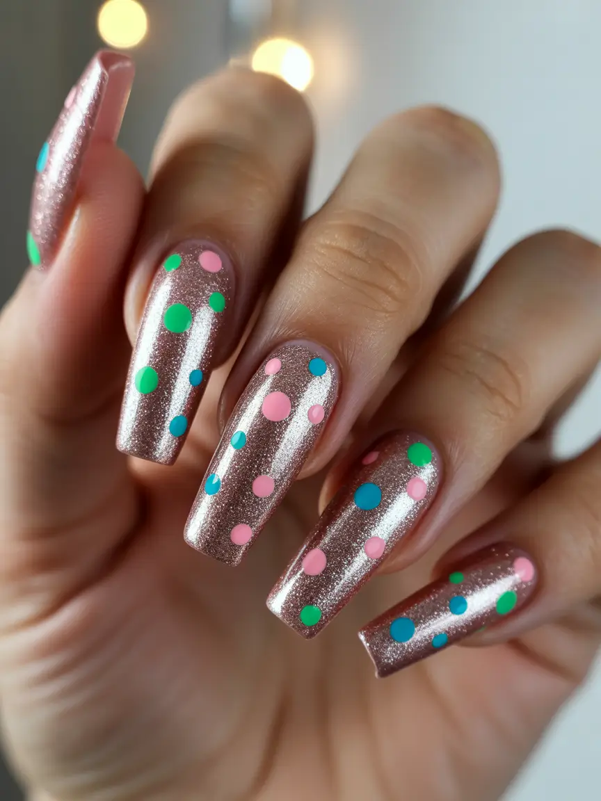 Fall glitter nails 2025 Champagne Confetti Pop