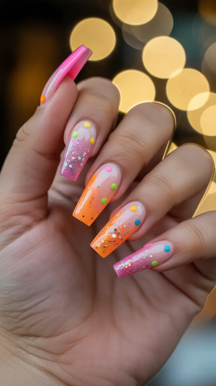Fall glitter nails 2025 Citrus Pop French Fade