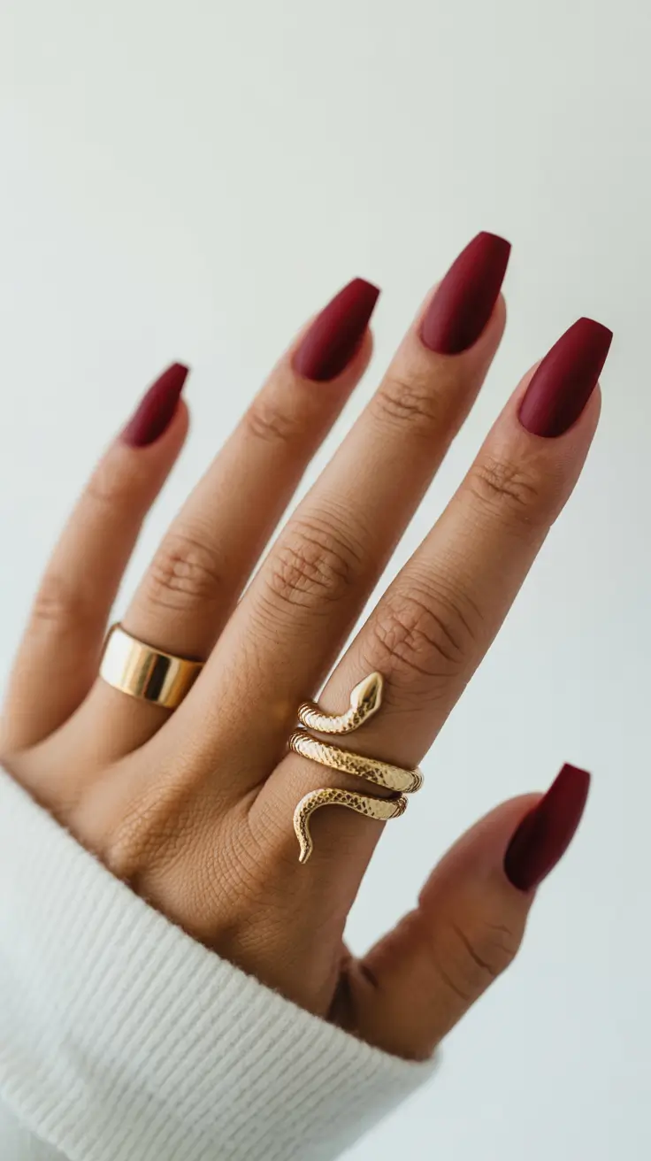fall matte nails 2025 Velvet Crimson Matte