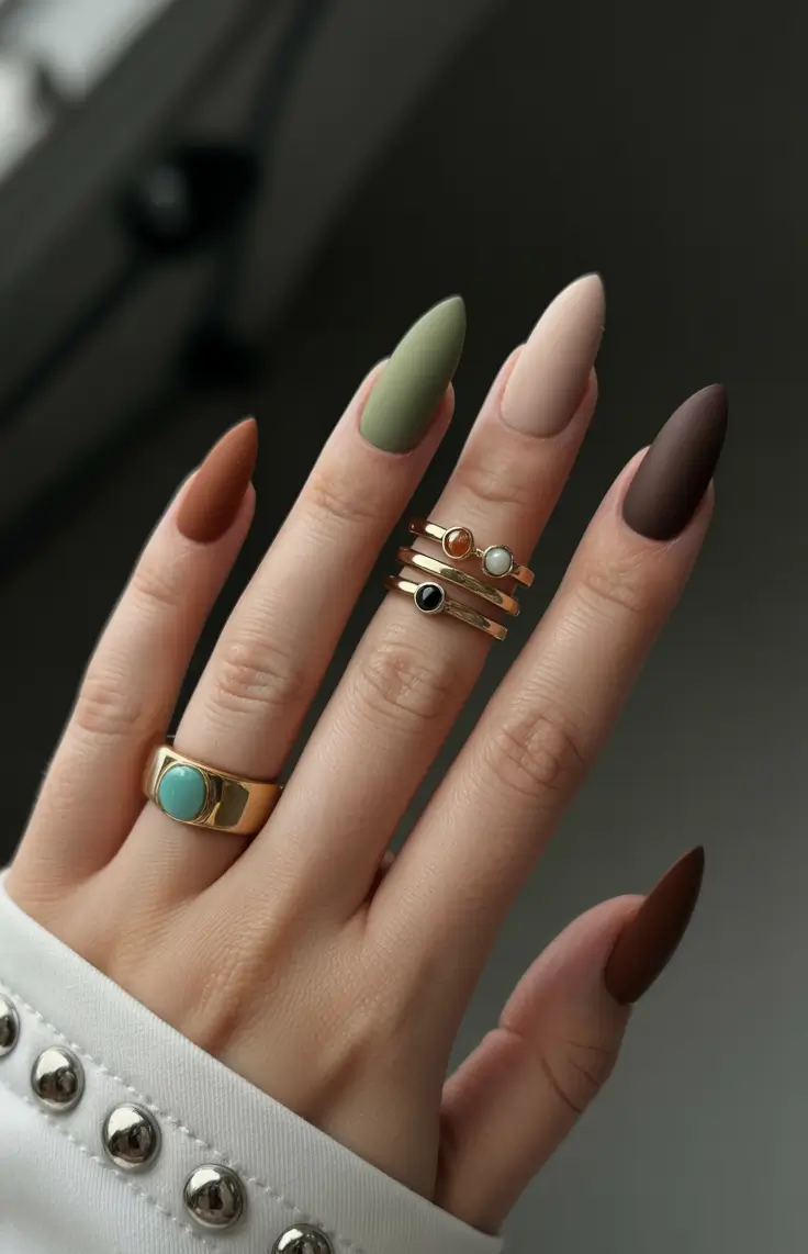 fall matte nails 2025 Earth-Inspired Matte Gradient
