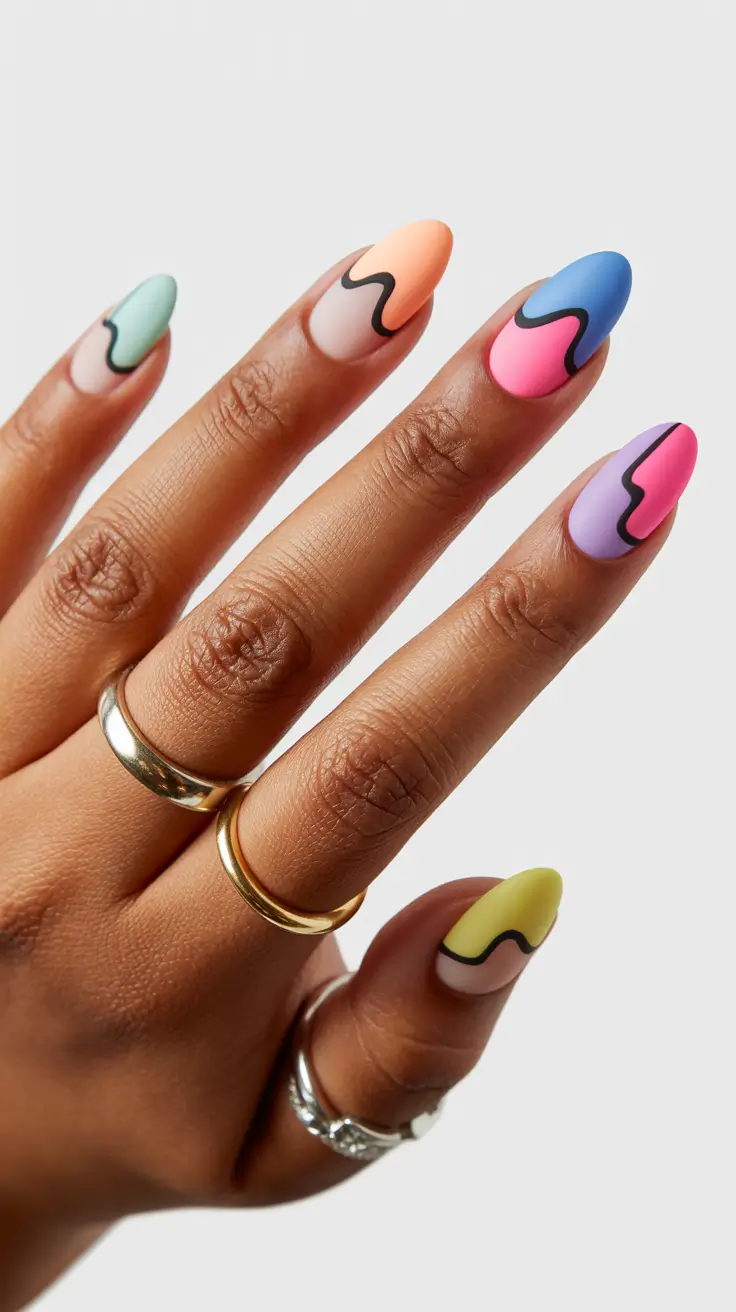 fall matte nails 2025 Color Pop Waves in Matte