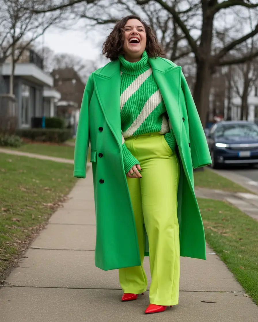 fall winter outfits 2025 Green Energy Meets Bold Confidence