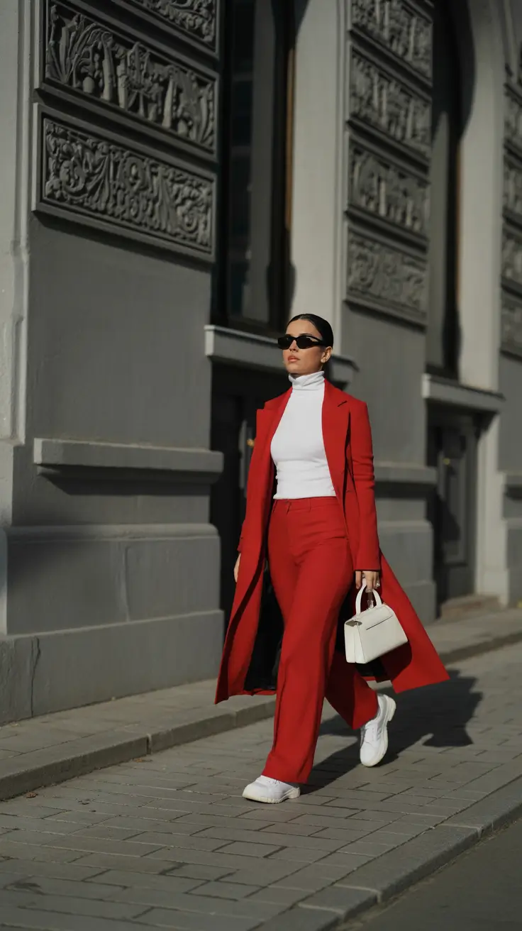 fall winter outfits 2025 Power Red for Business and Boldness