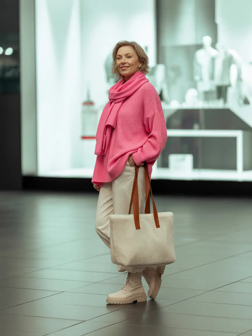 fall winter outfits 2025 Casual Luxury in Candy Pink