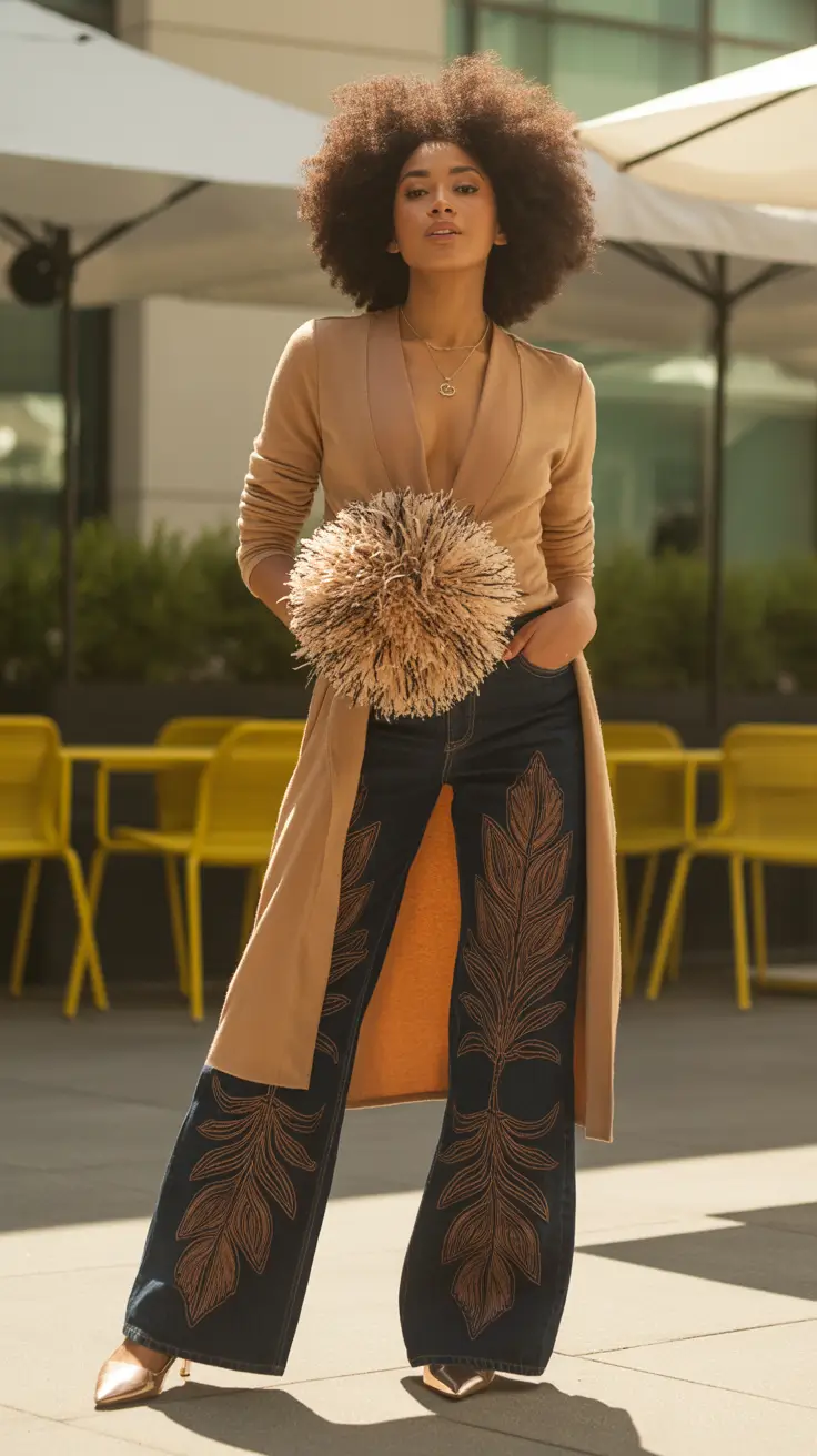 fall winter outfits 2025 Modern Embroidery and Statement Denim