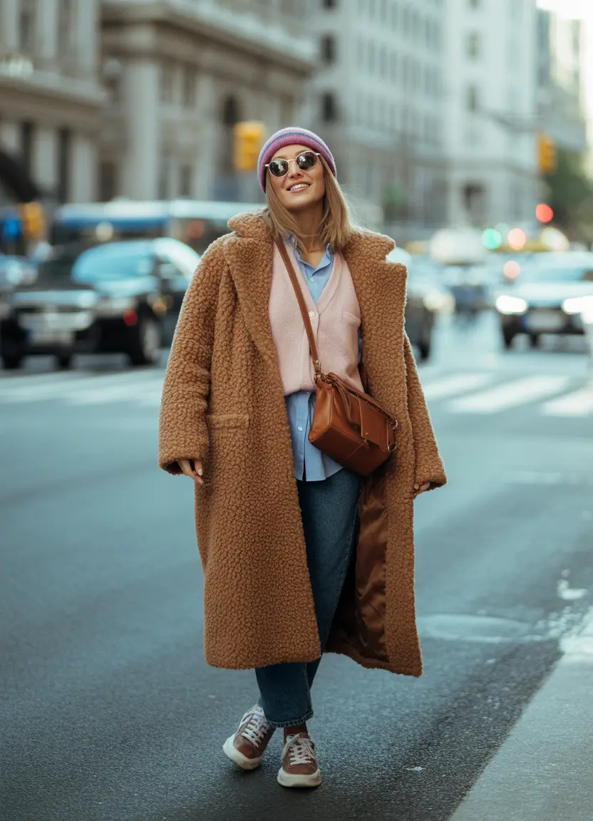 fall winter outfits 2025 Teddy Coat and City Energy