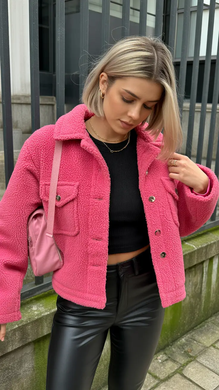 fall winter outfits 2025 Urban Edge in Bubblegum & Leather