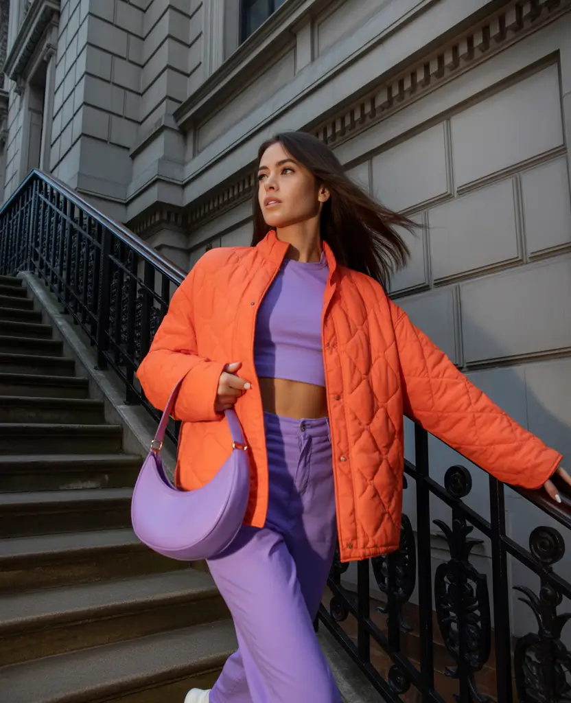 fall winter outfits 2025 Color Clash Comfort with a Sporty Spin