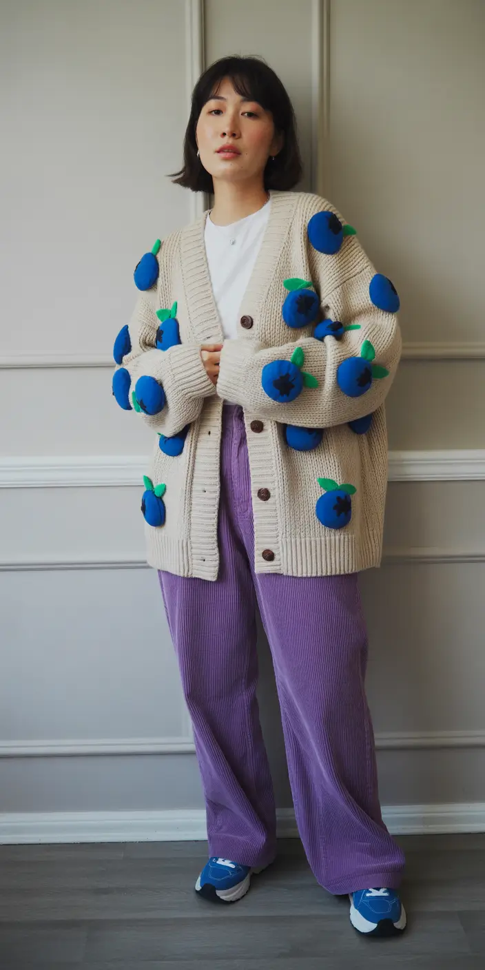 fall winter outfits 2025 Whimsical Comfort in Bold Color Pairings