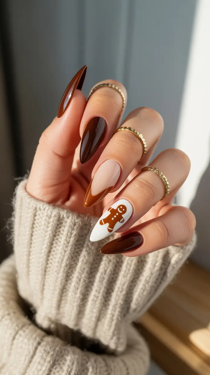fall winter nails 2025 Gingerbread Accent