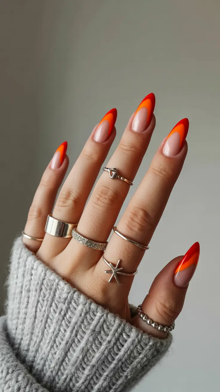 fall winter nails 2025 Sunset French