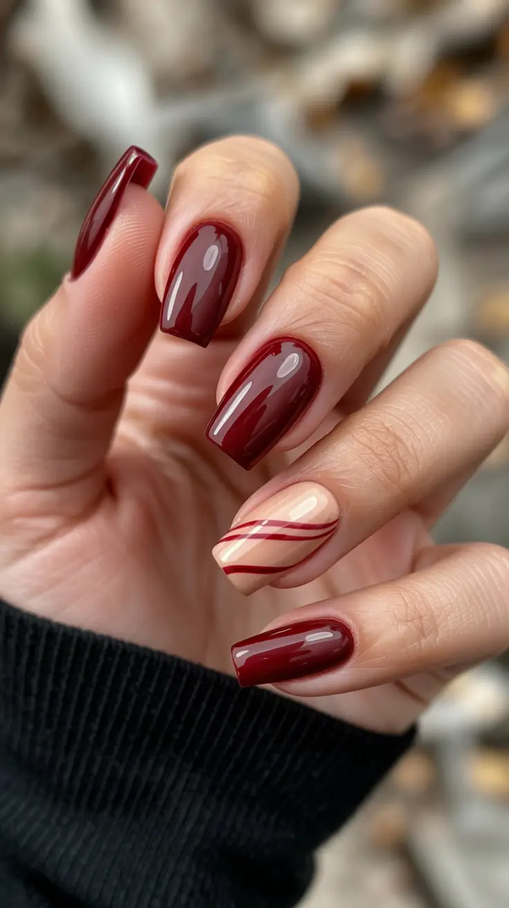 fall winter nails 2025 Deep Berry Elegance