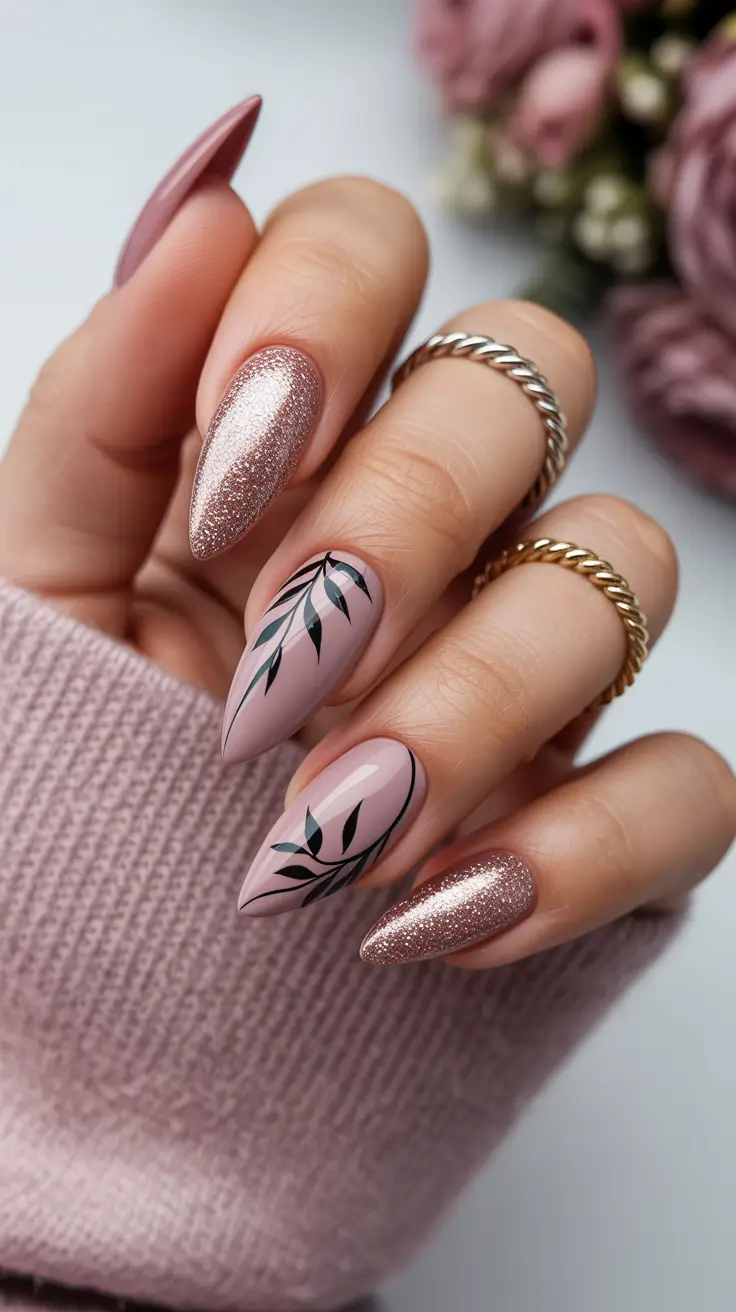 fall winter nails 2025 Rose Gold Elegance