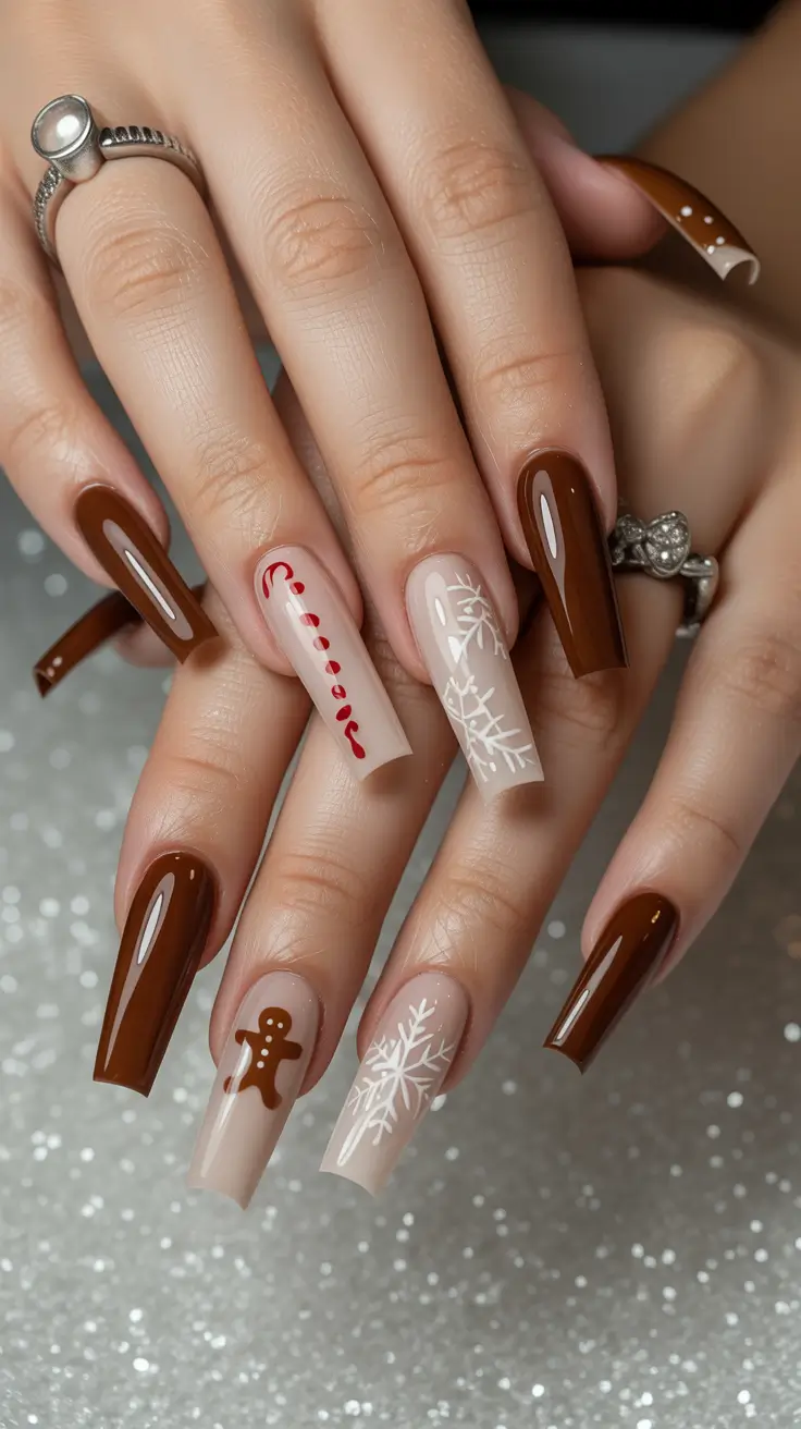 fall winter nails 2025 Holiday Cocoa Glam
