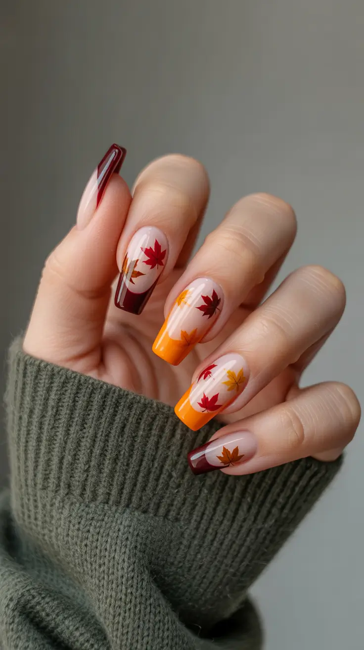 fall winter nails color 2025+Maple French With a Twist