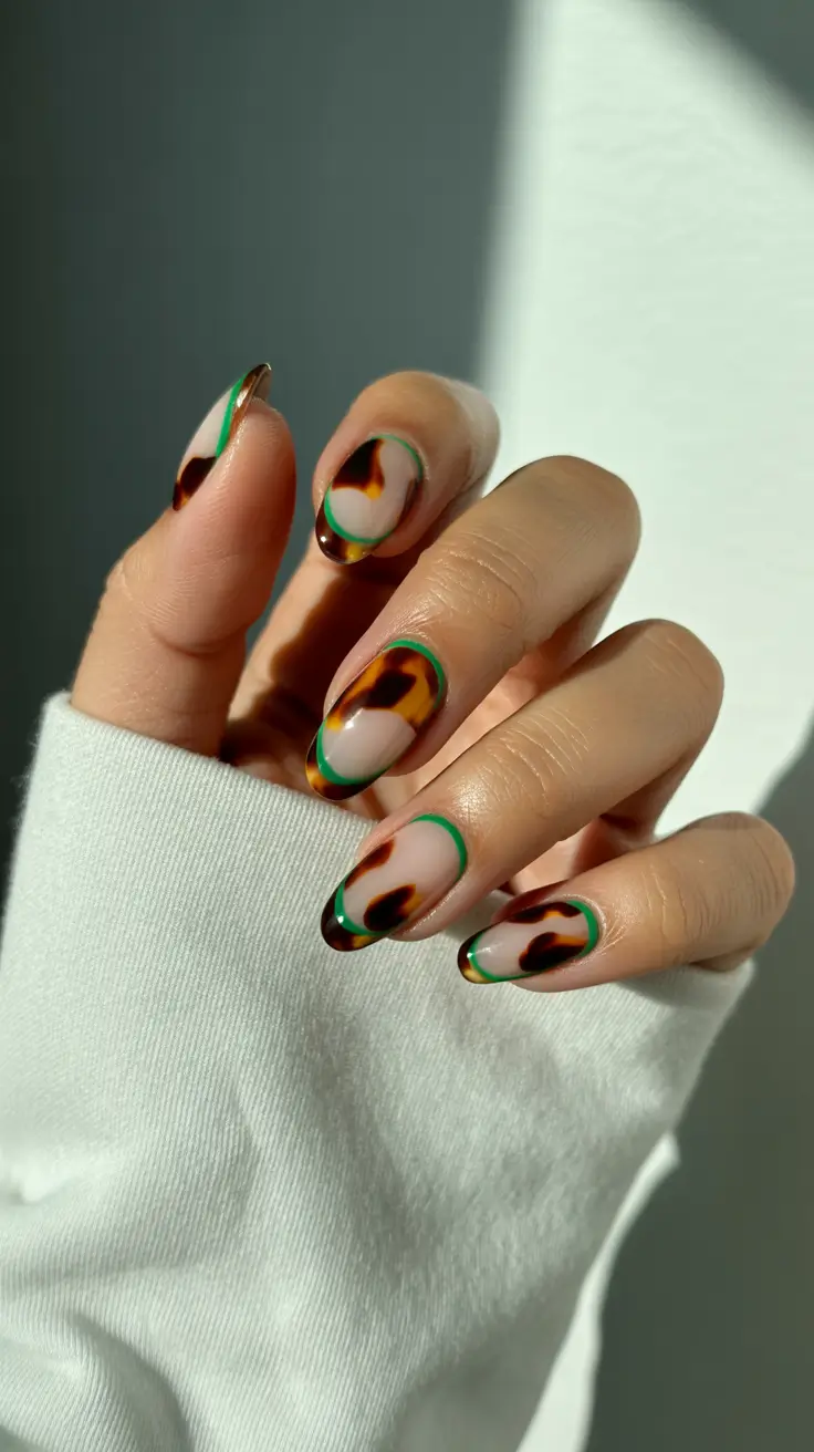 fall winter nails color 2025+Tortoiseshell Aura