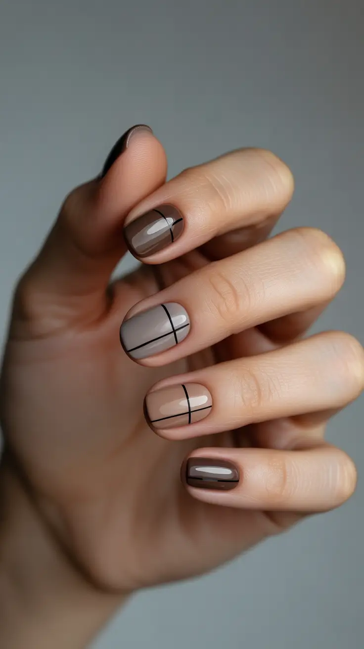 fall winter nails color 2025+Architectural Taupe Lines