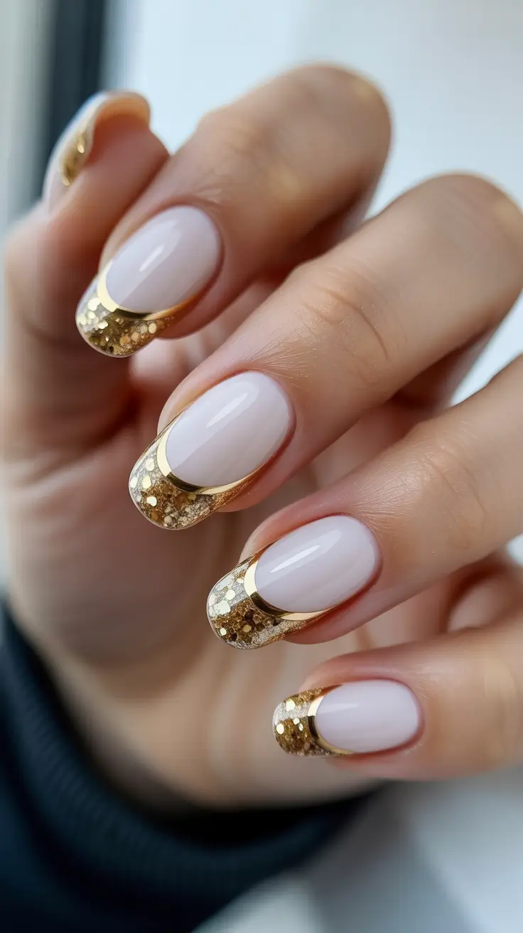 gold fall nails 2025 Golden French Twist