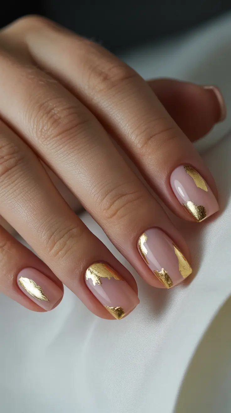 gold fall nails 2025 Minimalist Gold Foil Accents