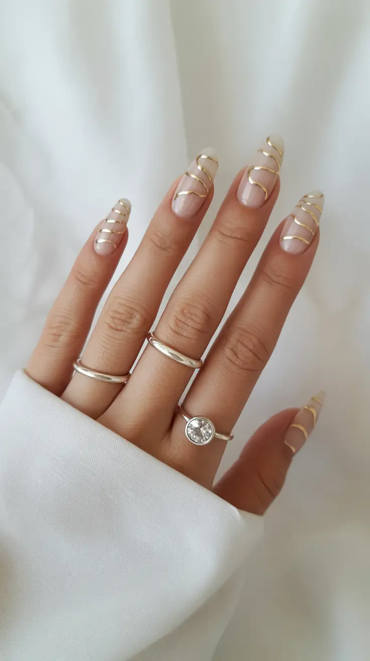 gold fall nails 2025 Golden Spiral Minimalism