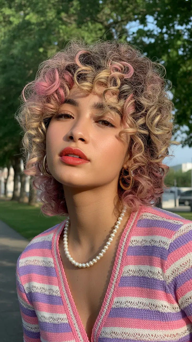 winter hair colors dark skin 2025-2026 Soft Curls with Honey-Toned Accents