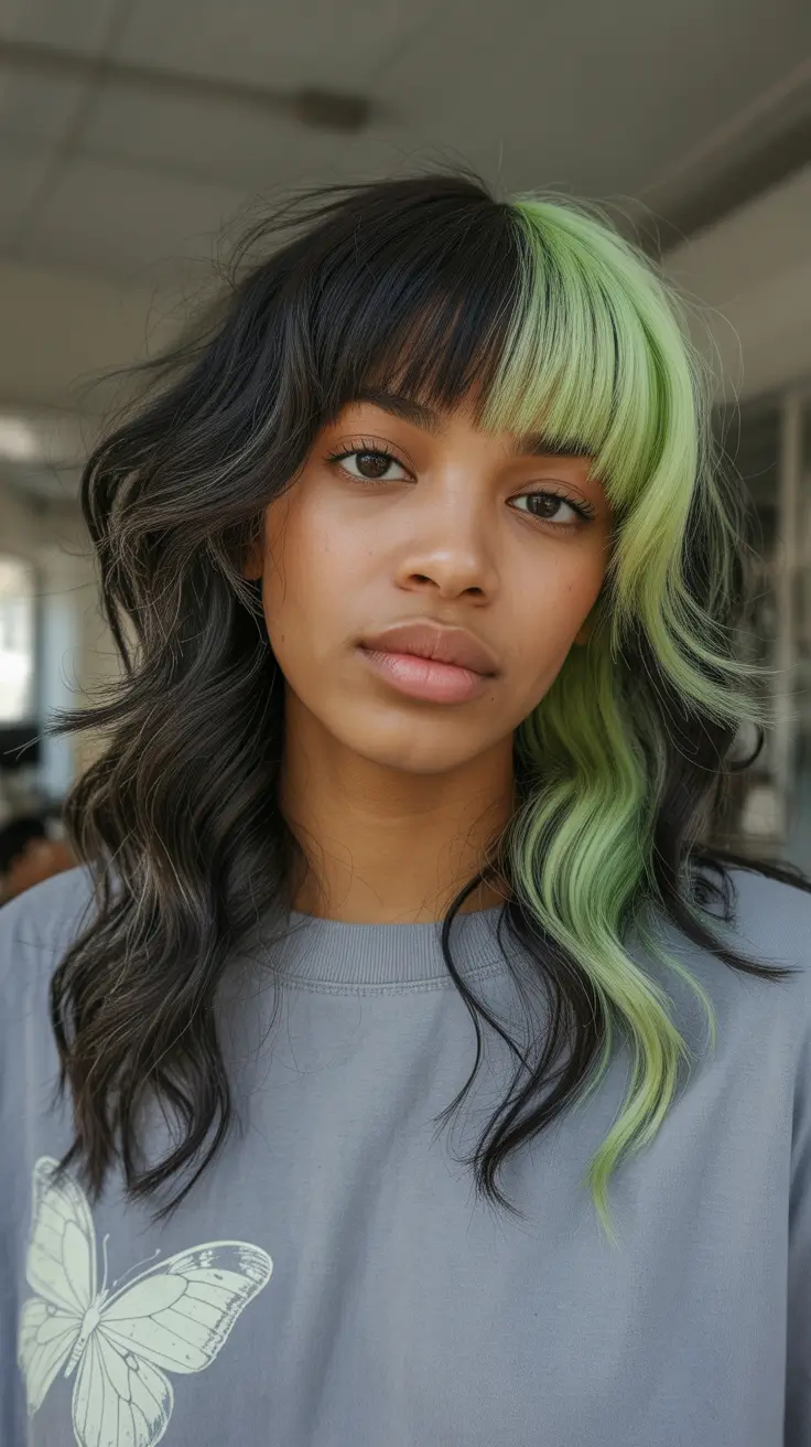 winter hair colors dark skin 2025-2026 Mint Fringe Drama