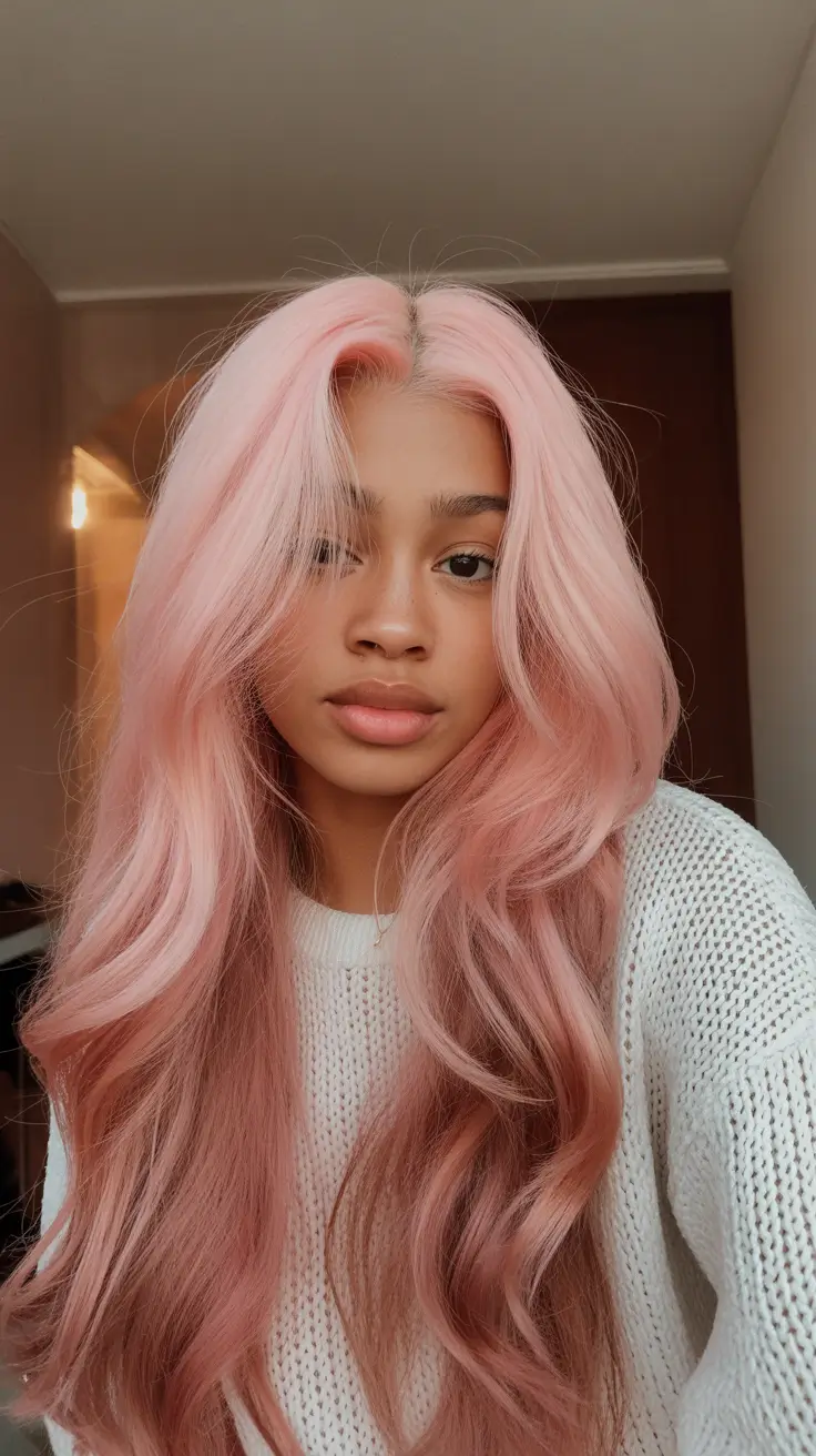 winter hair colors dark skin 2025-2026 Soft Rosé Luxe