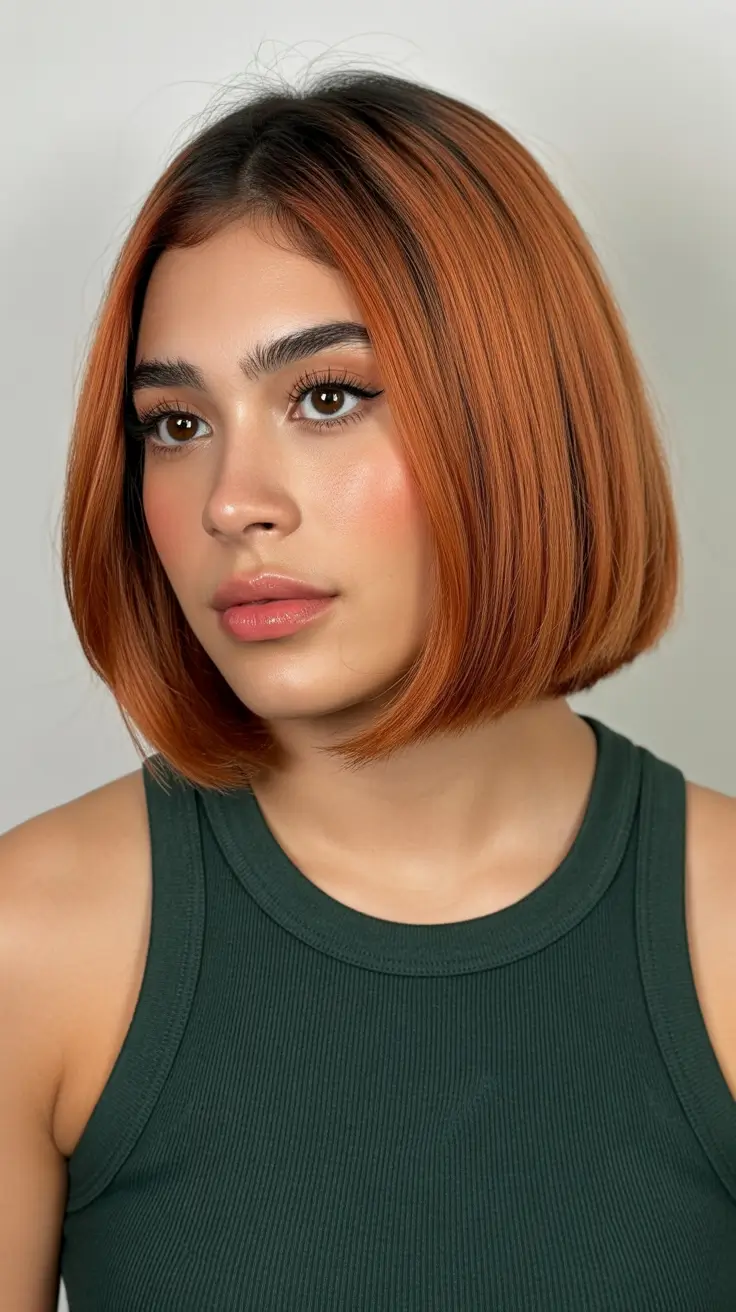 winter hair colors dark skin 2025-2026 Polished Ginger Bob