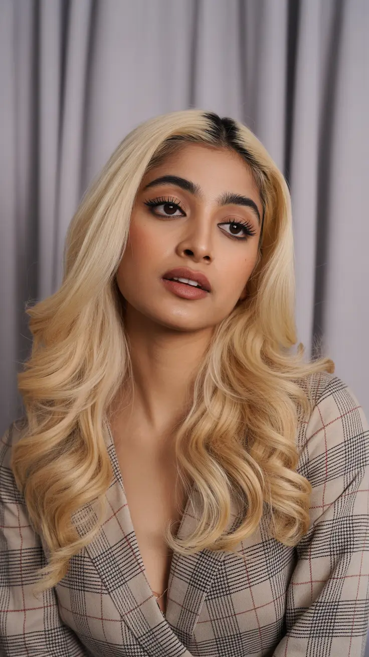 winter hair colors dark skin 2025-2026 Hollywood Blonde Waves