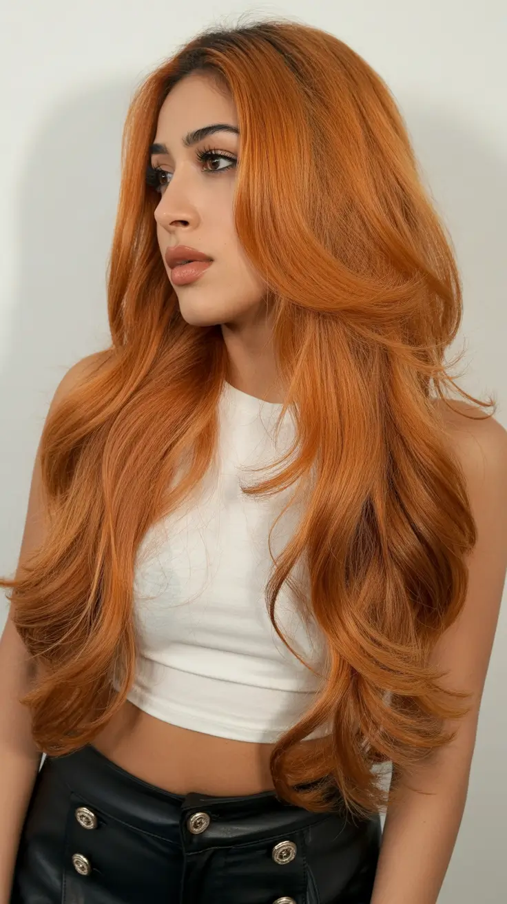winter hair colors dark skin 2025-2026 Copper Glow Layers