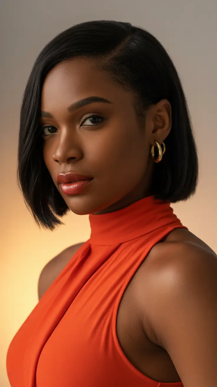 winter hair colors dark skin 2025-2026 Glossy Black Lob