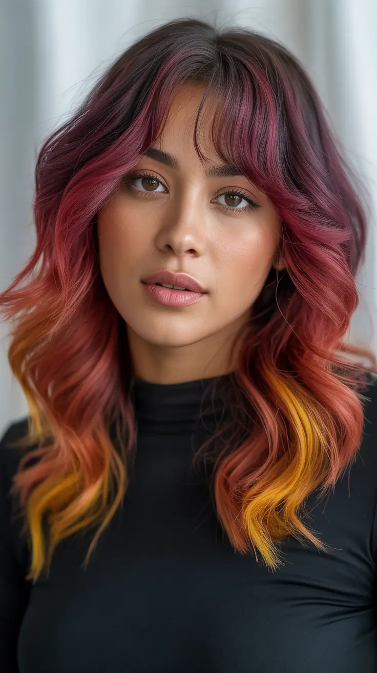 winter hair colors dark skin 2025-2026 Red Wine Melt